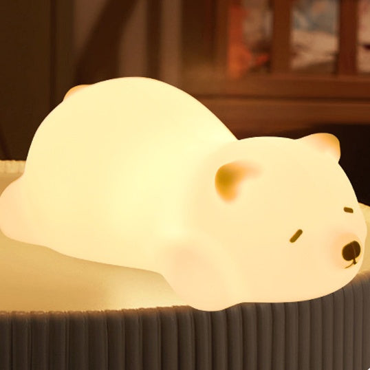 Squishy Silikon Liegender Bär LED-Nachtlicht - Perfektes Geschenk für Kinder und Mädchen