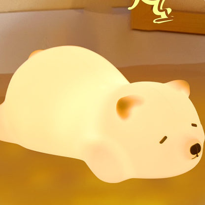 Squishy Silikon Liegender Bär LED-Nachtlicht - Perfektes Geschenk für Kinder und Mädchen