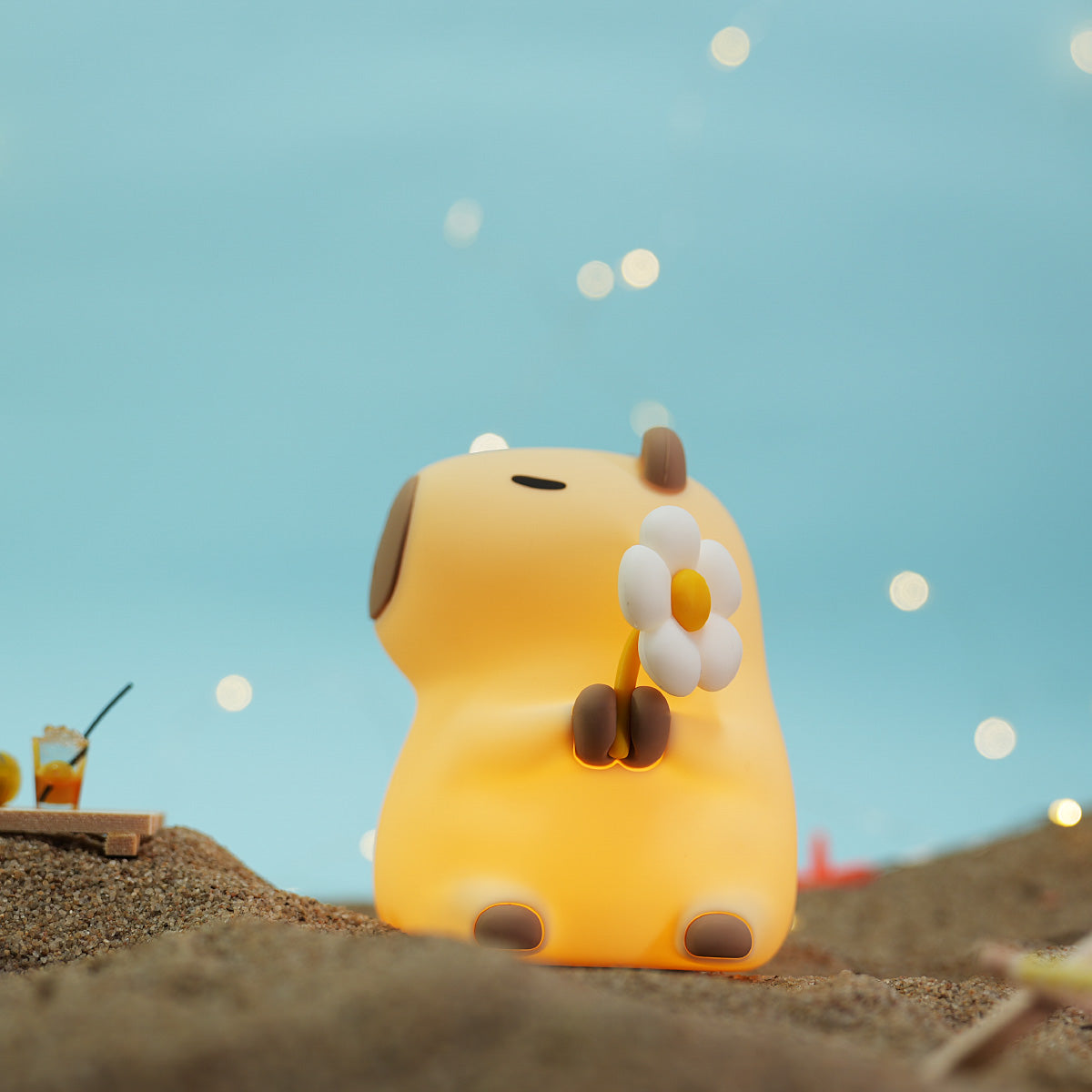 Veilleuse en silicone souple en forme de fleur de Capybara – Cadeau idéal pour les enfants et les filles