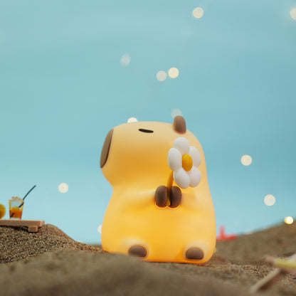 Veilleuse en silicone souple en forme de fleur de Capybara – Cadeau idéal pour les enfants et les filles
