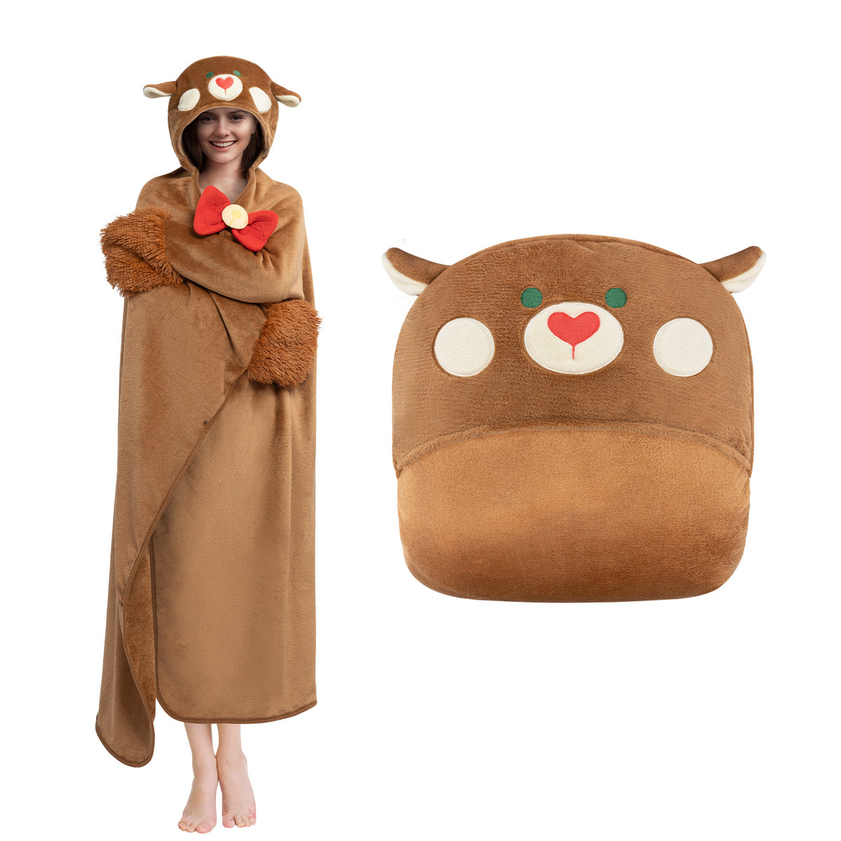 MeWaii Christmas Reindeer Wearable Blanket Hoodie Ultra Soft Oversized Cozy Blanket for Cozy Cuddles & Relaxing Moments