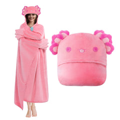 MeWaii Pink Axolotl Wearable Blanket Hoodie Ultra Soft Oversized Cozy Blanket for Cozy Cuddles & Relaxing Moments