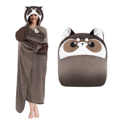 MeWaii Raccoon Wearable Blanket Hoodie Ultra Soft Oversized Cozy Blanket for Cozy Cuddles & Relaxing Moments