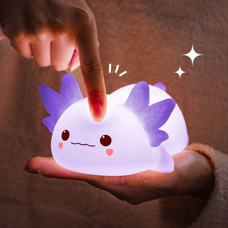 MeWaii® Axolotl Purple 2025 Exclusive Design Squishy Silicone LED Night Light - Perfect Gift for Kids and Girls