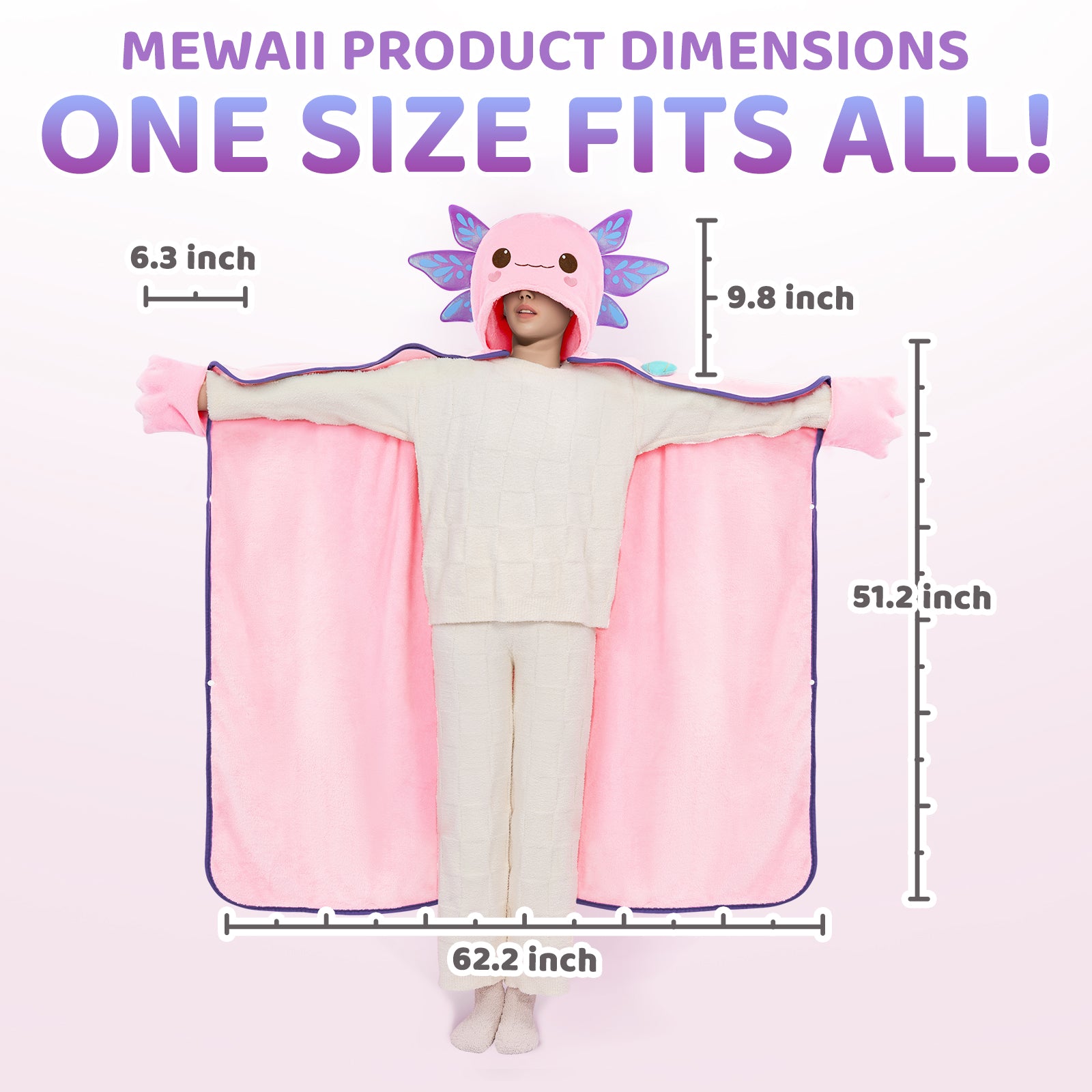 Mewaii Axolotl Wearable Blanket Hoodie Ultra Soft Oversized Cozy Blanket for Warm Hugs & Relaxing Moments