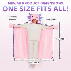 Mewaii Axolotl Wearable Blanket Hoodie Ultra Soft Oversized Cozy Blanket for Warm Hugs & Relaxing Moments
