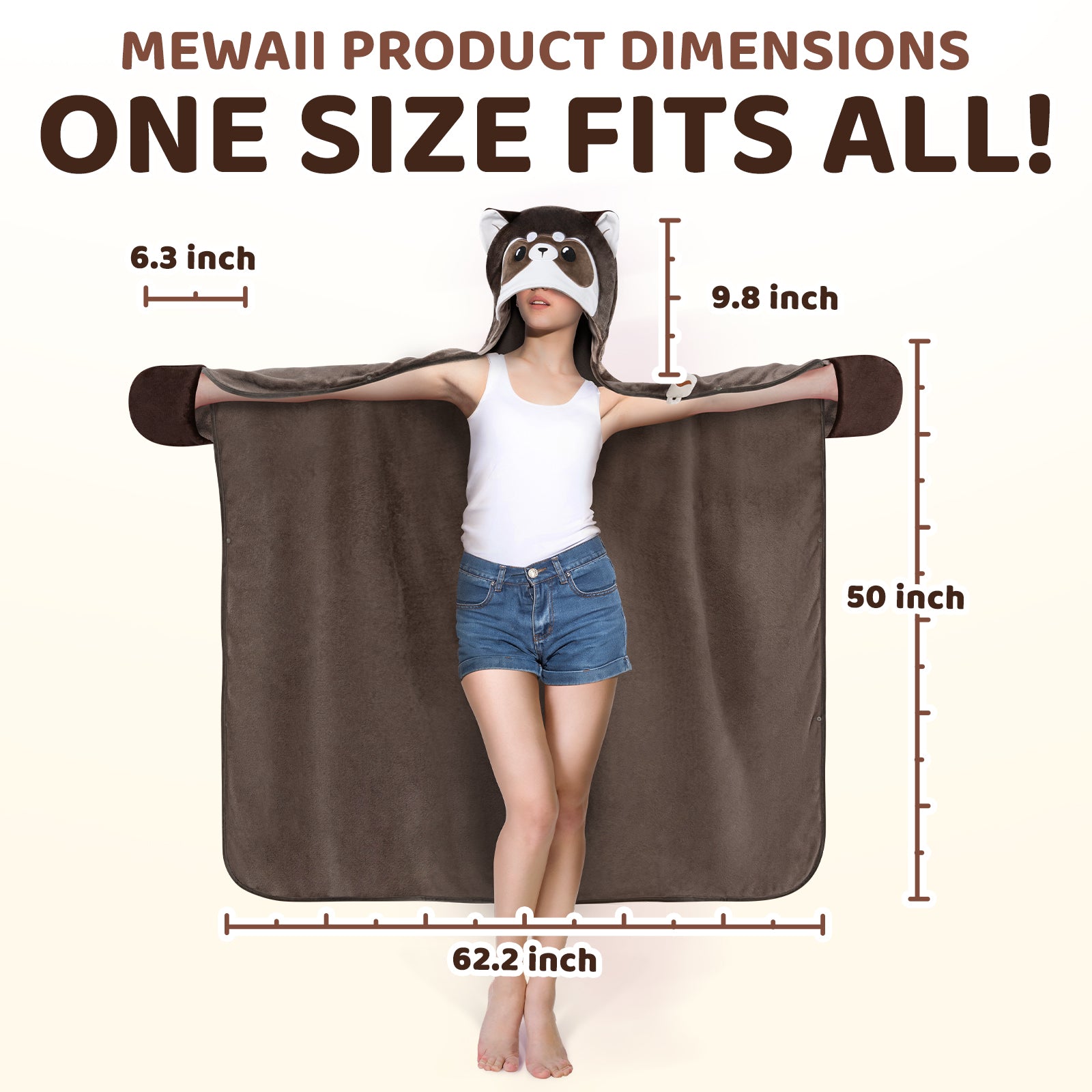 MeWaii Raccoon Wearable Blanket Hoodie Ultra Soft Oversized Cozy Blanket for Cozy Cuddles & Relaxing Moments