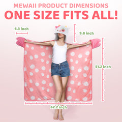MeWaii Strawberry Cow Wearable Blanket Hoodie Ultra Soft Oversized Cozy Blanket for Warm Hugs & Relaxing Moments