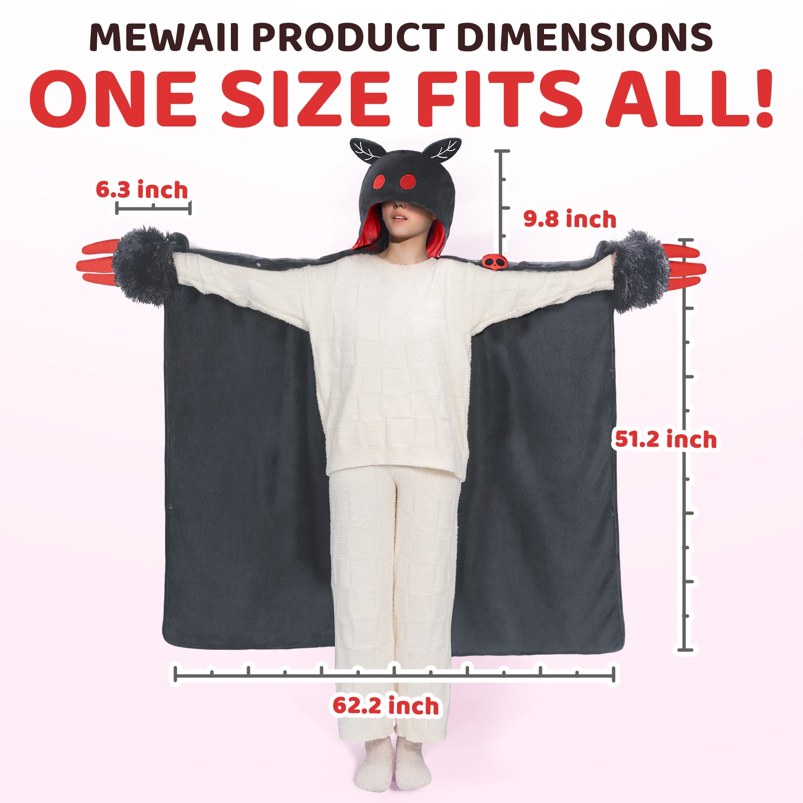 MeWaii Mothman Wearable Blanket Hoodie Ultra Soft Oversized Cozy Blanket for Cozy Cuddles & Relaxing Moments