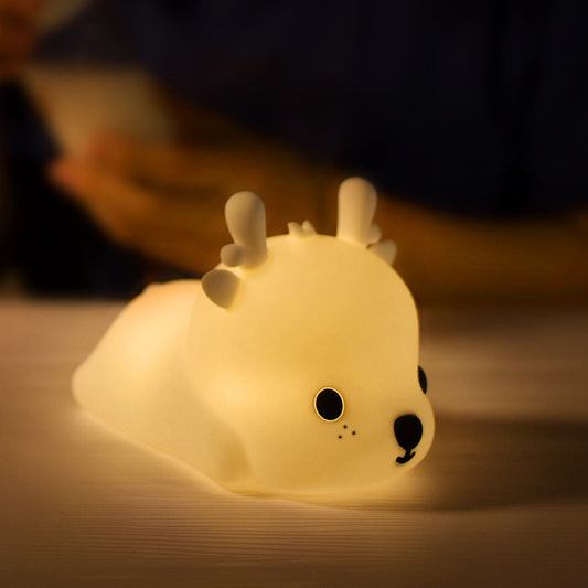Lying Deer Silicone Squishy Night Light Playful Shape Soft Sleepy-Time Perfect Gift