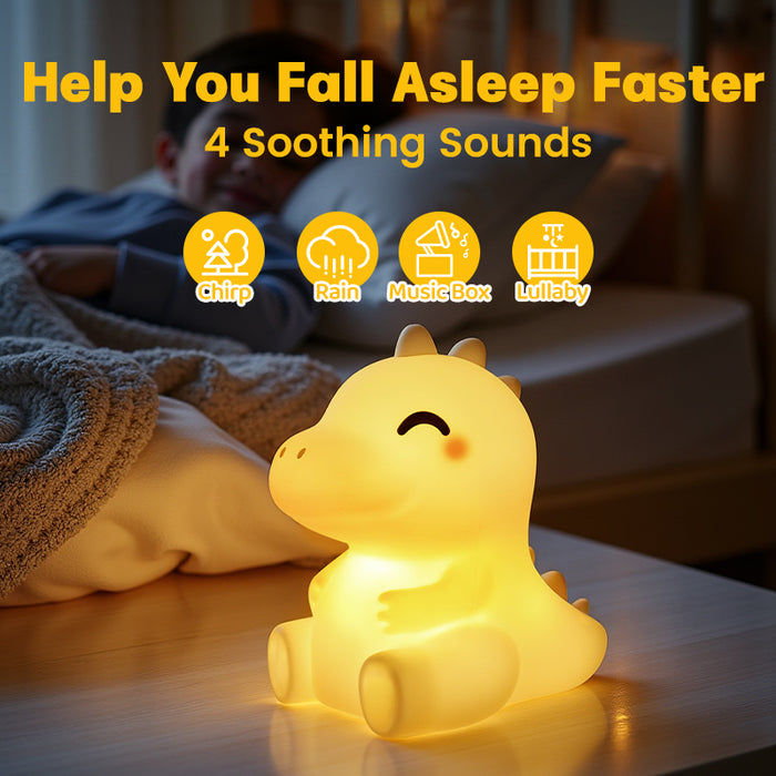 Mewaii® White Noise Squishy Silicone Dinosaur LED Night Light - Perfect Gift for Kids and Girls