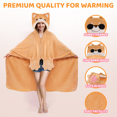 MeWaii Sunglasses Shiba Inu Wearable Blanket Hoodie Ultra Soft Oversized Cozy Blanket for Cozy Cuddles & Relaxing Moments