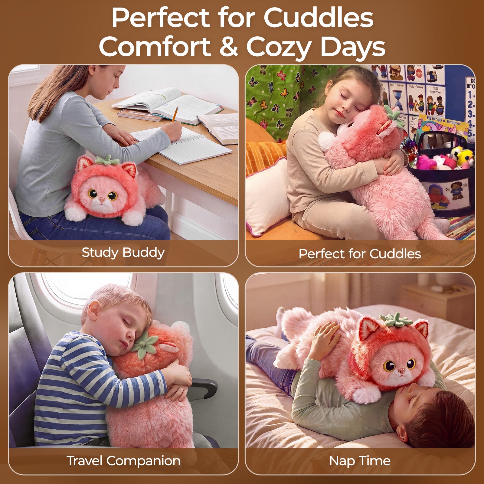 MeWaii® Strawberry Cat Weighted Stuffed Animal