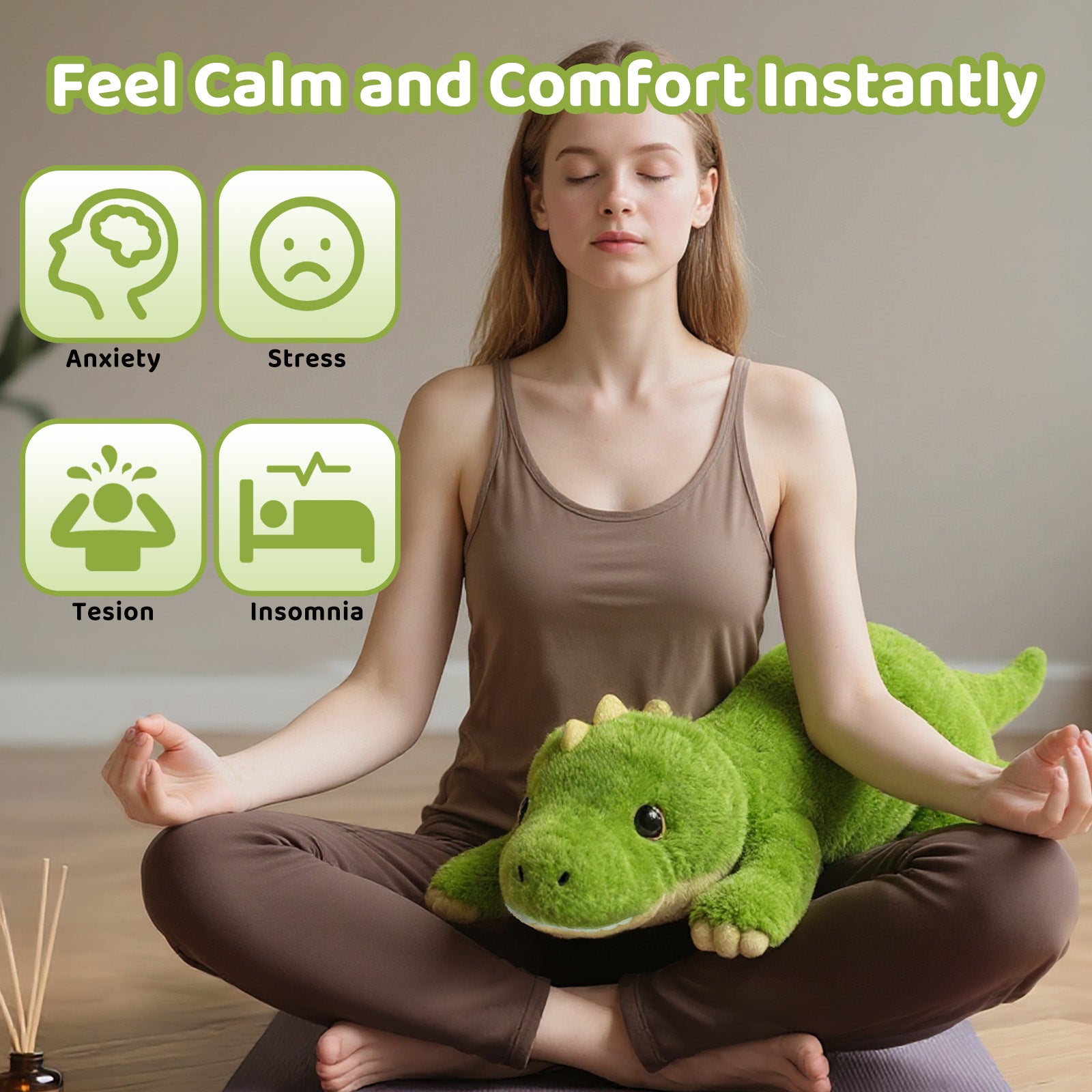 MeWaii® Dinosaur Weighted Stuffed Animal with Microwavable Heating Pad