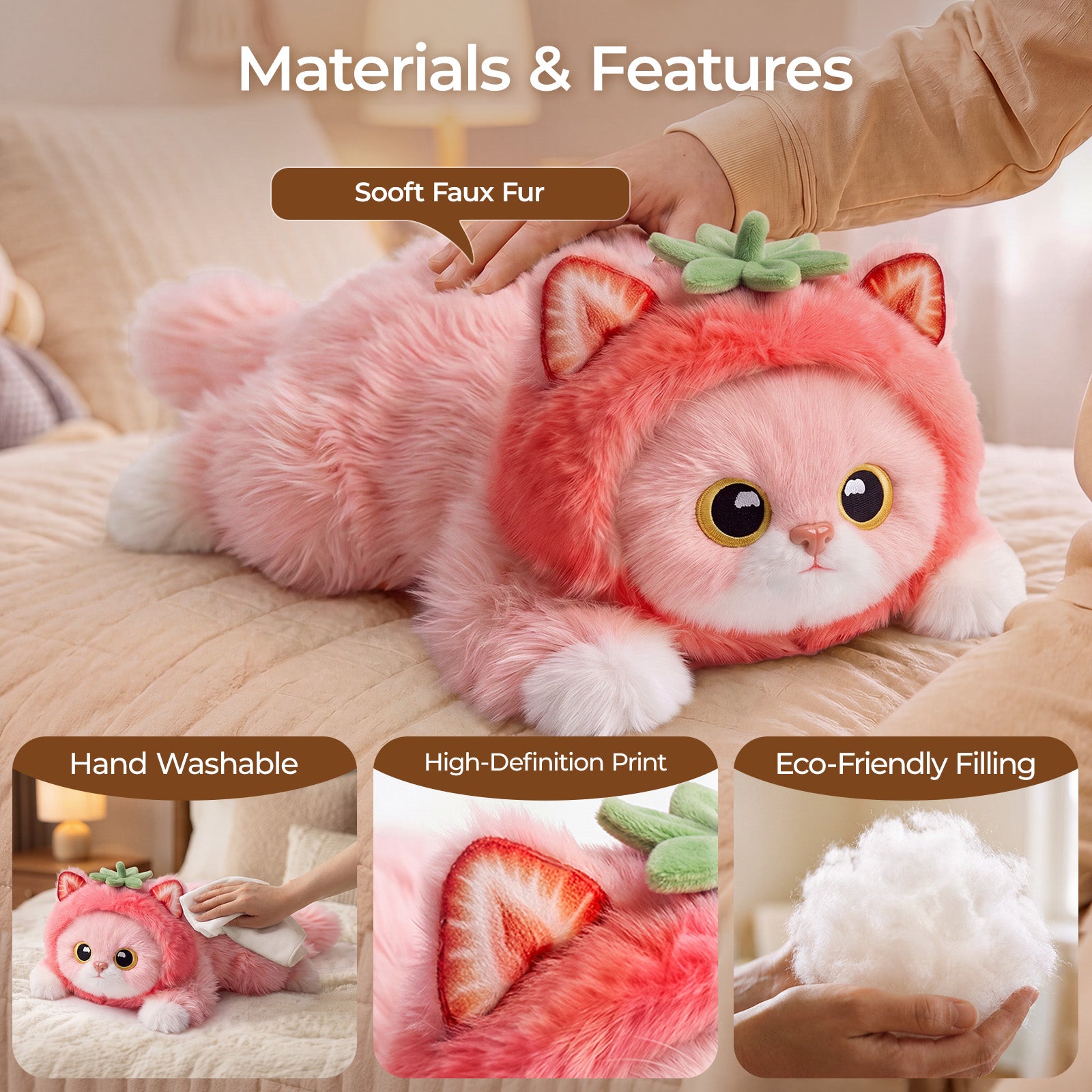 MeWaii® Strawberry Cat Weighted Stuffed Animal