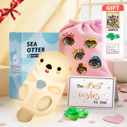 MeWaii® Otter Squishy Silikon-LED-Nachtlicht Limited – Tipplampe, das beste Geschenk für Kinder und Mädchen