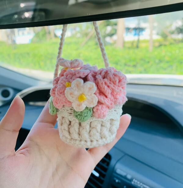 MeWaii® Handmade Crochet Flowers and Potted Plants Car Hanging