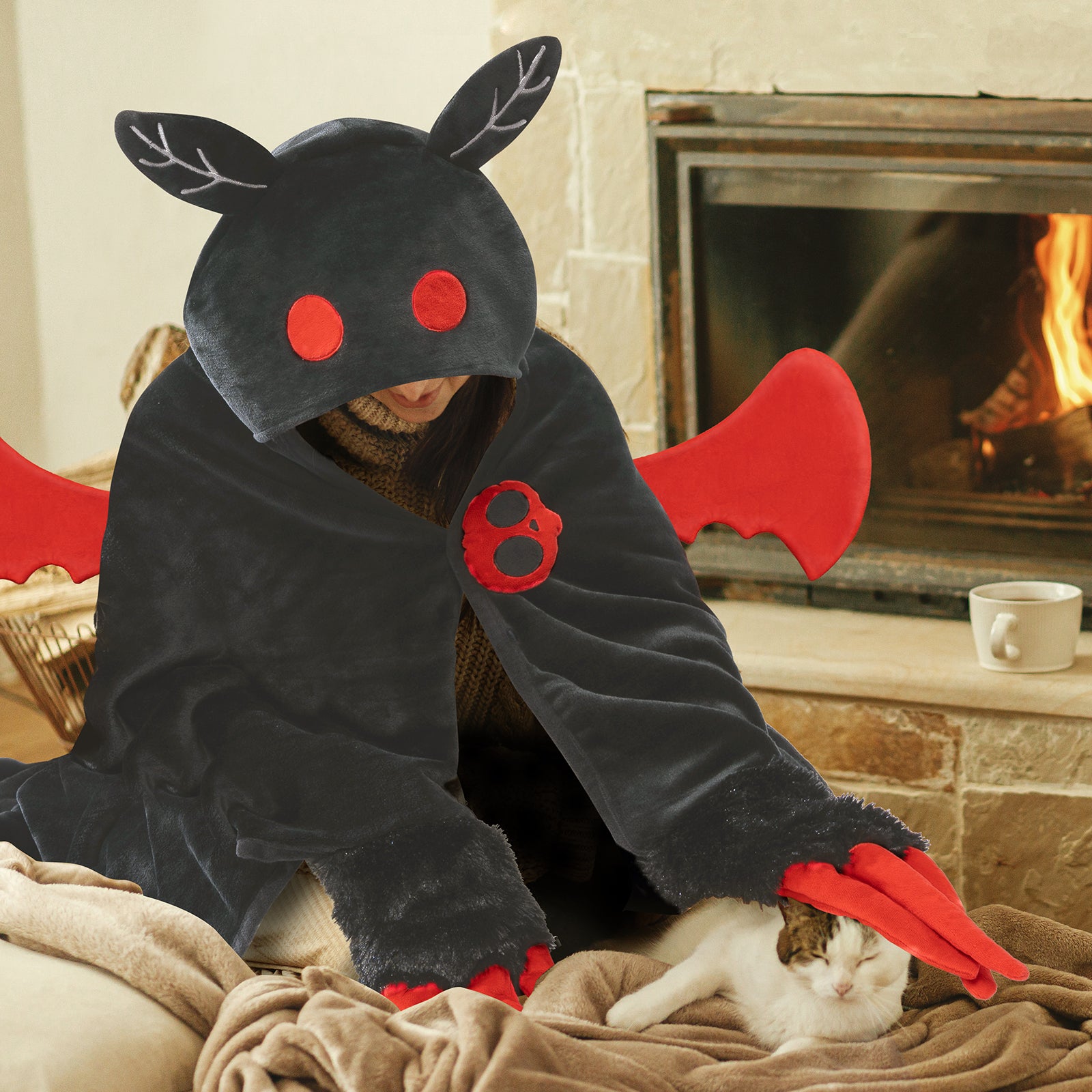 MeWaii Mothman Wearable Blanket Hoodie Ultra Soft Oversized Cozy Blanket for Cozy Cuddles & Relaxing Moments