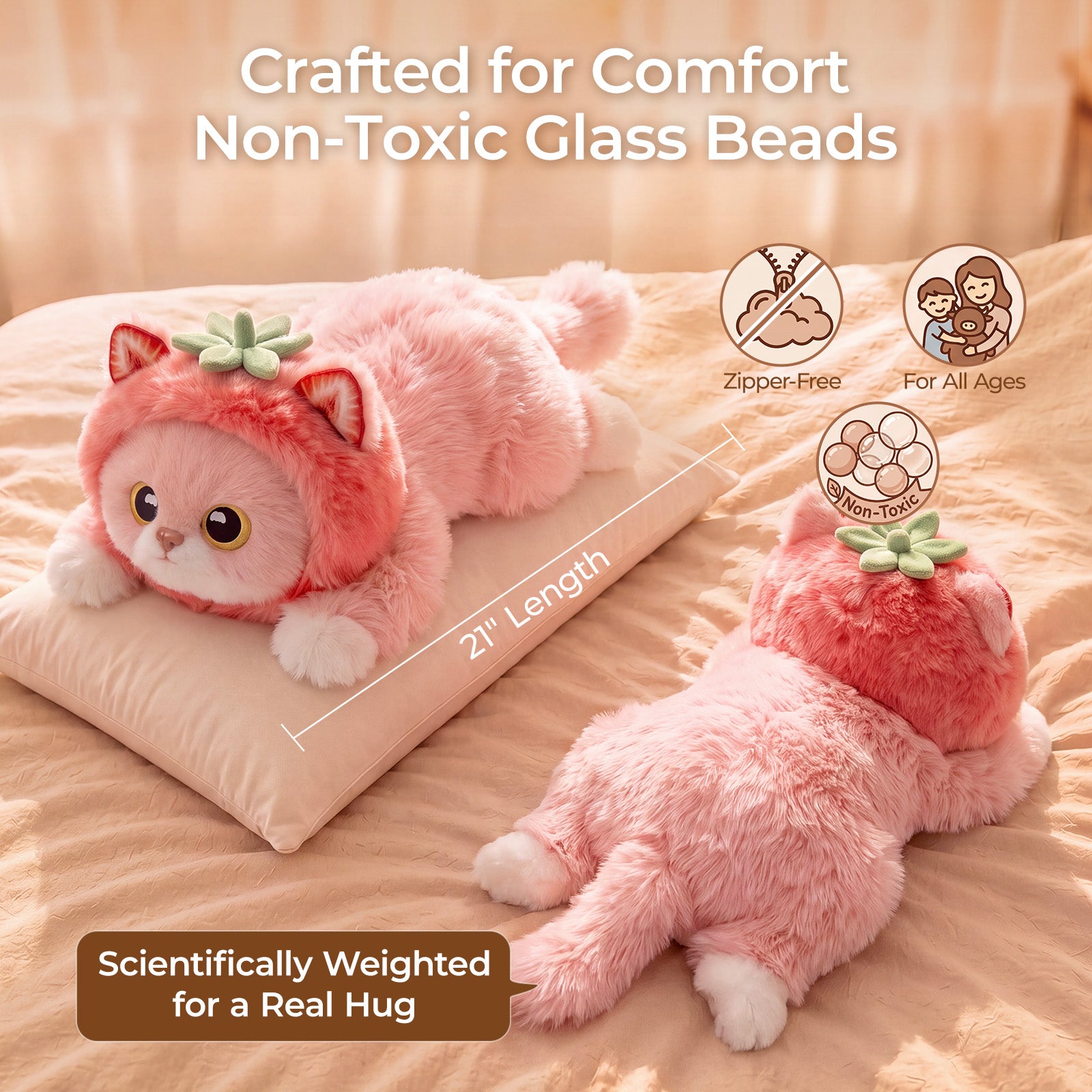 MeWaii® Strawberry Cat Weighted Stuffed Animal