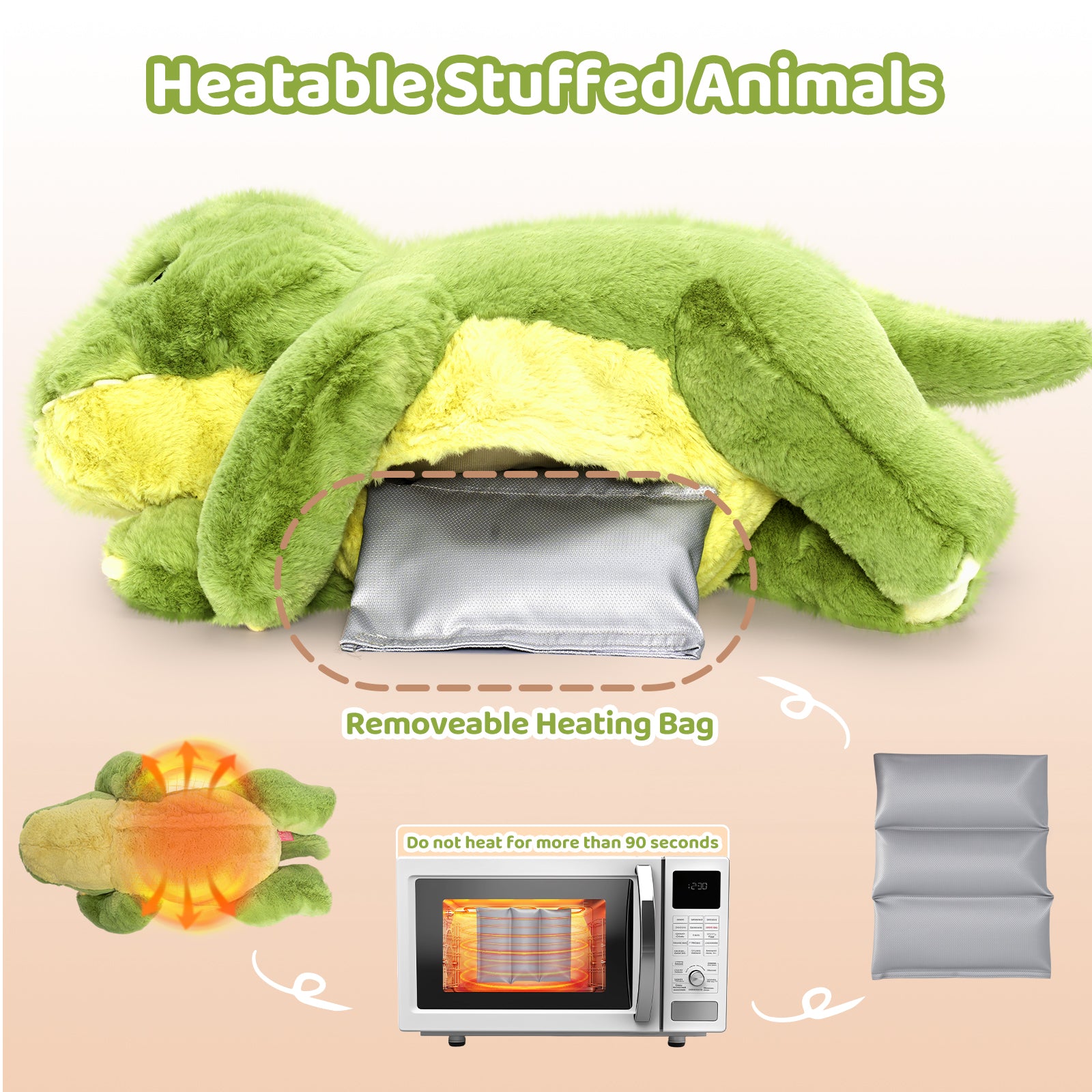 MeWaii® Dinosaur Weighted Stuffed Animal with Microwavable Heating Pad