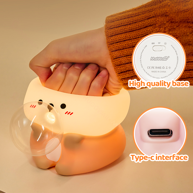 Otter Bubble Blowing Baby Squishy Silicone Night Light Soft Glow Adorable Funny Perfect for Gift