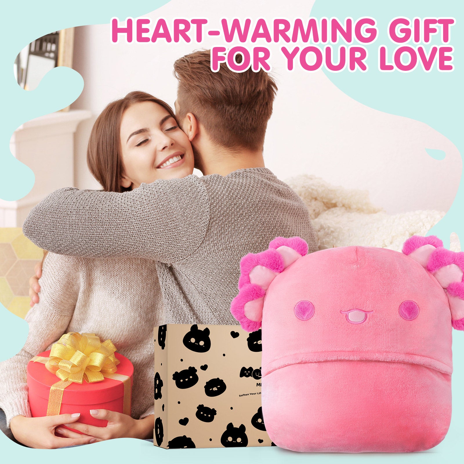 MeWaii Pink Axolotl Wearable Blanket Hoodie Ultra Soft Oversized Cozy Blanket for Cozy Cuddles & Relaxing Moments