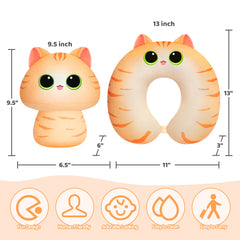 MeWaii® Flip Pillow Orange Tabby Cat Reversible Throw Pillow Neck Pillow Kawaii Plush Pillow Squish Toy