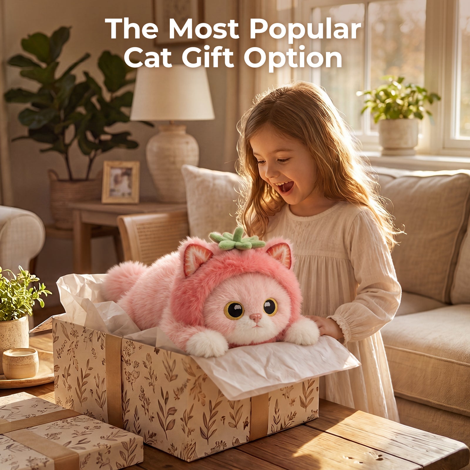 MeWaii® Strawberry Cat Weighted Stuffed Animal