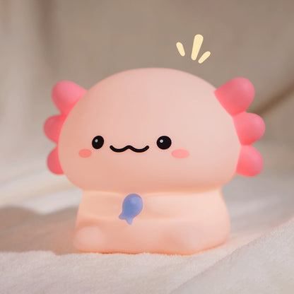 Veilleuse LED en silicone souple en forme de petit axolotl – Cadeau idéal pour les enfants et les filles