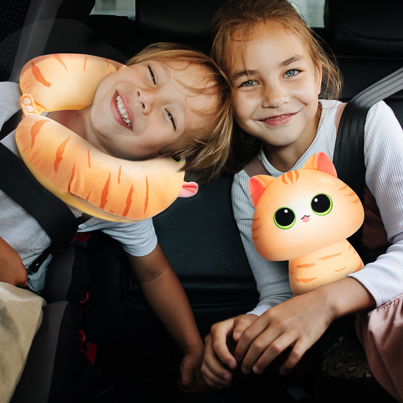 MeWaii® Flip Pillow Orange Tabby Cat Reversible Throw Pillow Neck Pillow Kawaii Plush Pillow Squish Toy