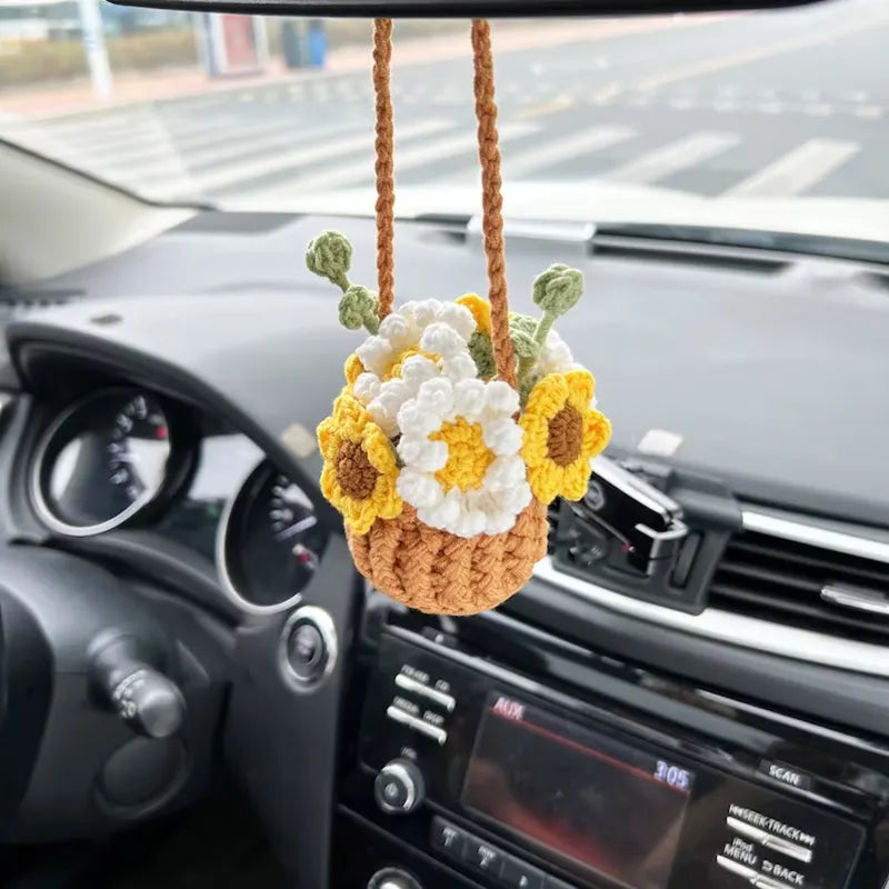 MeWaii® Handmade Crochet Flowers and Potted Plants Car Hanging