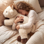 MeWaii® Brown Cow Fuzzy Long Haired Weighted Stuffed Animal with Microwavable Heating Pad