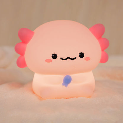 Veilleuse LED en silicone souple en forme de petit axolotl – Cadeau idéal pour les enfants et les filles