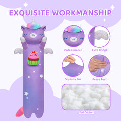 MeWaii® Loooong Family Original Design Tie-Dye Unicorn Plush Long Stuffed Animal Kawaii Plush Pillow Squishy Toy