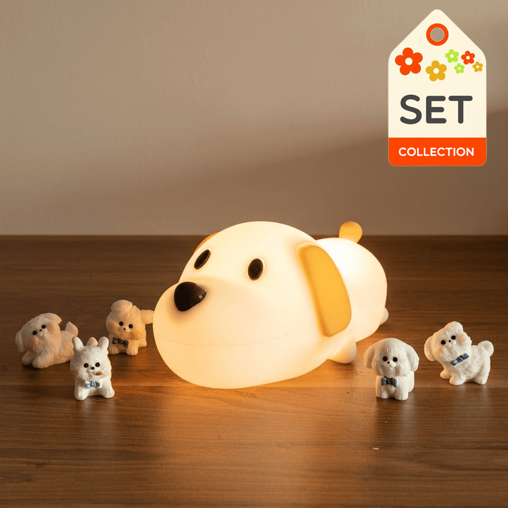 Puppy Adorable Light with Miniature Figurine: Perfect Gift & Home Decor