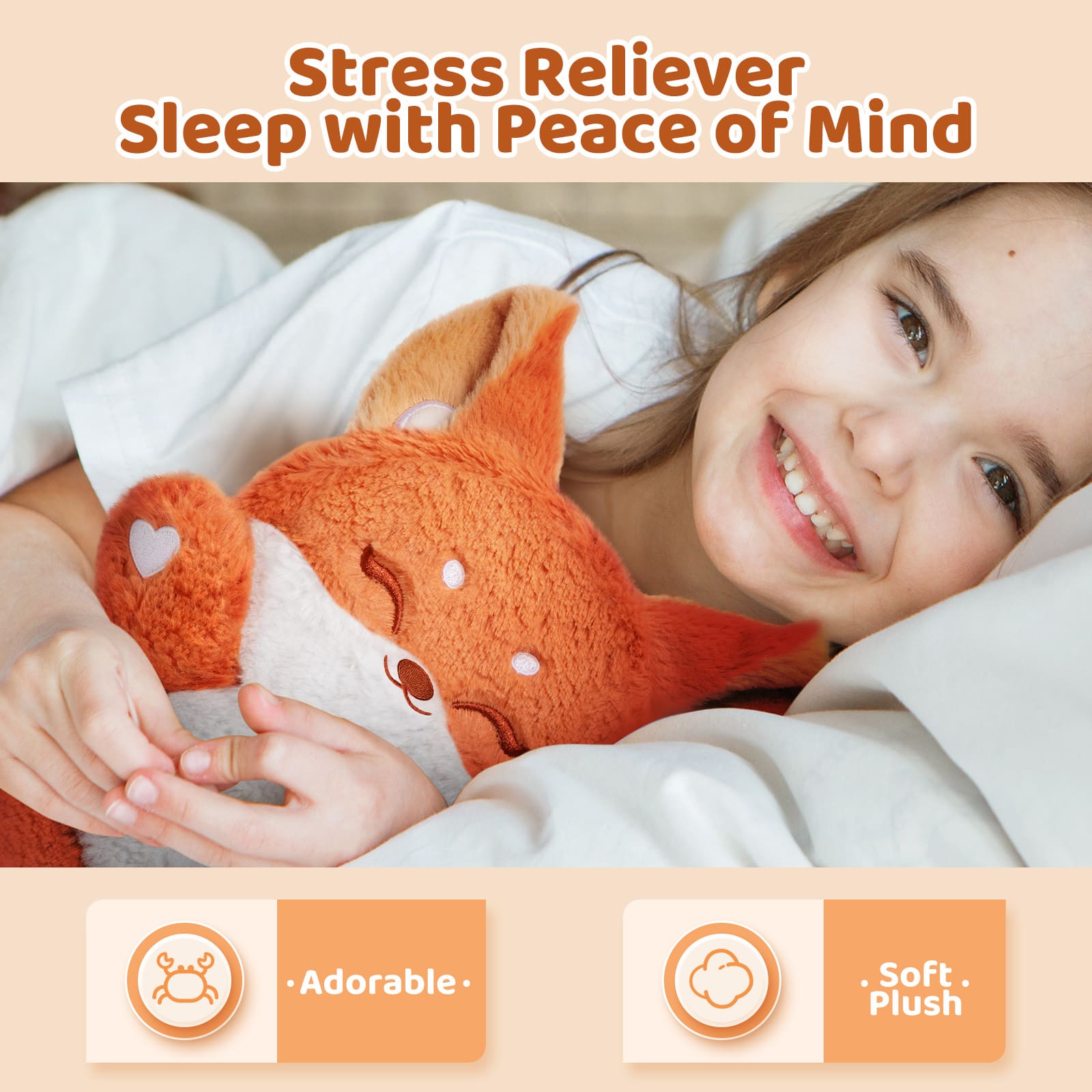 MeWaii® Heating Family Orange Fox Kawaii Stuffed Animal Unscented Microwavable Warmable Heating Pad Plush Toy
