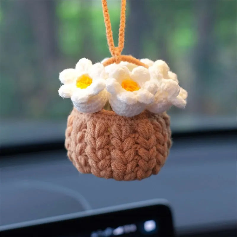 MeWaii® Handmade Crochet Flowers and Potted Plants Car Hanging
