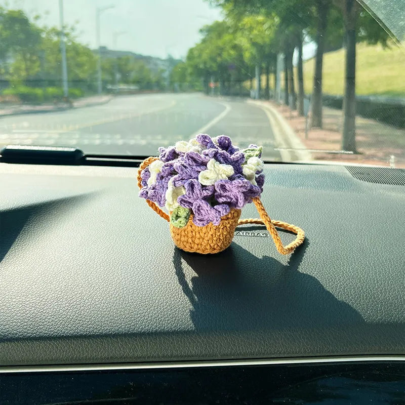 MeWaii® Handmade Crochet Flowers and Potted Plants Car Hanging