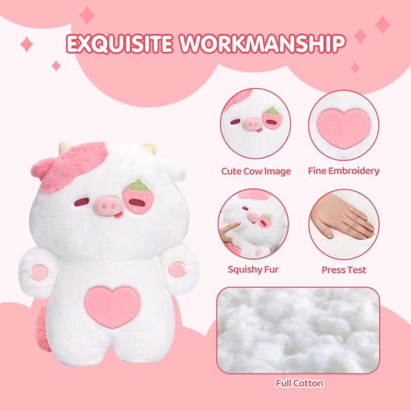 MeWaii® Squishy Berry Cow Plush Kawaii Pillow Plush Toy