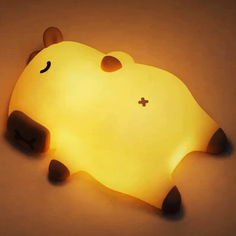 Sleeping Capybara Breathing Squishy Silicone Companion Sound LED Night Light Perfect Gift