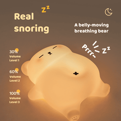 Veilleuse LED en silicone souple et confortable en forme d'ours respirant - Cadeau idéal pour les enfants et les filles