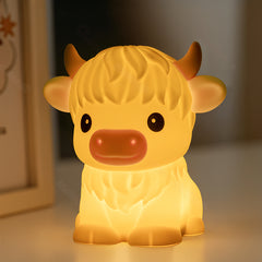 MeWaii® Highland Cow Silicone Squishy LED Night Light - Perfect Gift for Kids and Girls