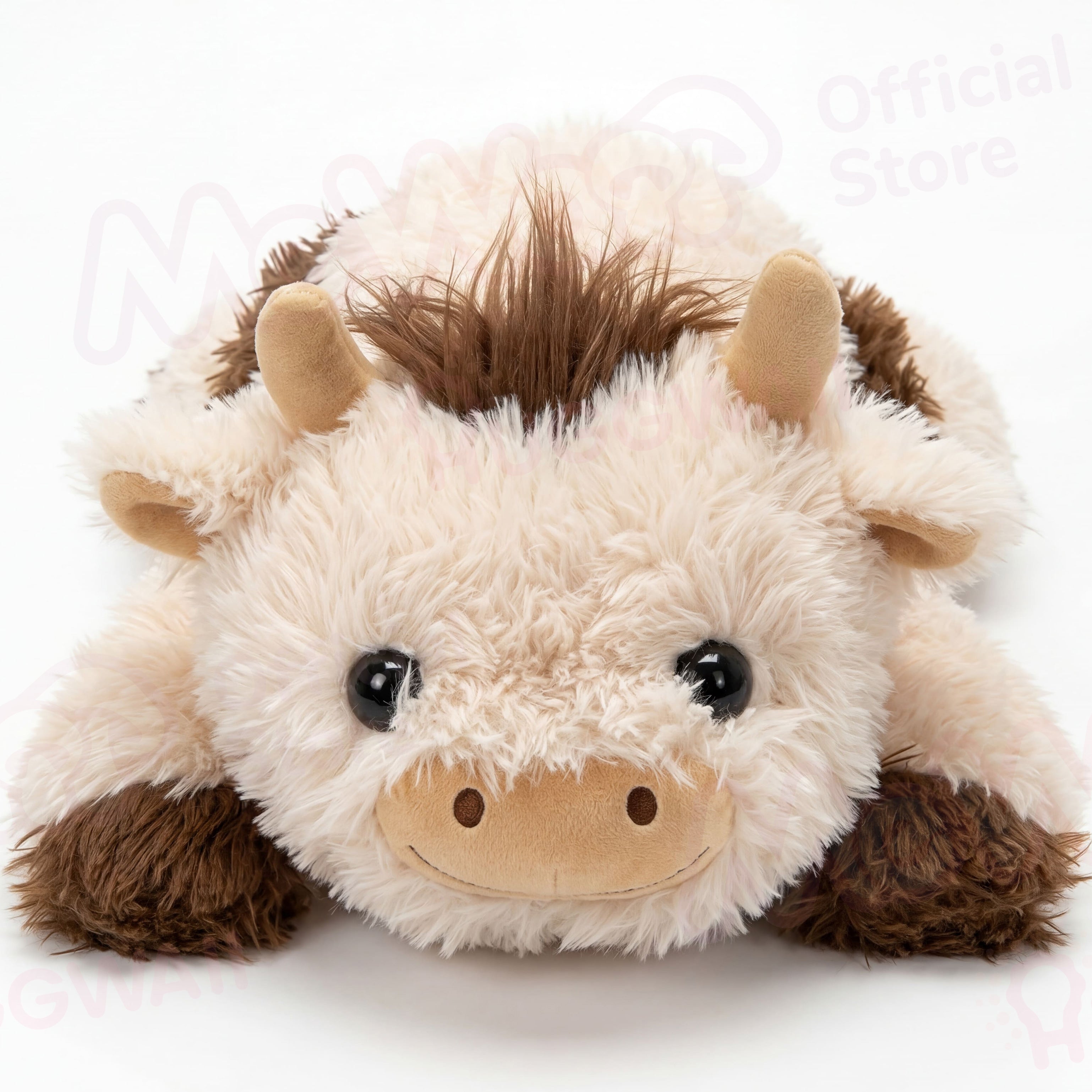 MeWaii® Brown Cow Fuzzy Long Haired Weighted Stuffed Animal