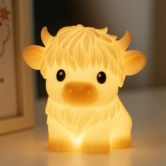 Highland Cow Squishy LED-Nachtlicht aus Silikon – perfektes Geschenk für Kinder und Mädchen