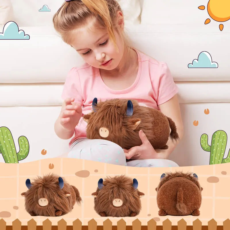 MeWaii® Fluffffy Family Highland Cow Stuffed Animal Kawaii Plush Toy Pillow Squishy Toy