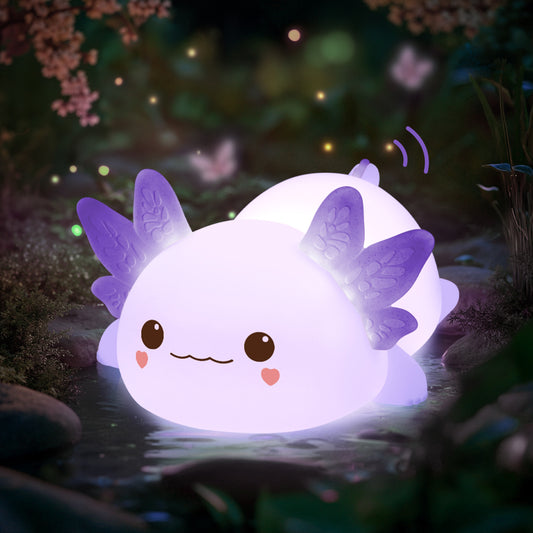 MeWaii® Axolotl Purple 2025 Exclusive Design Squishy Silicone LED Night Light - Perfect Gift for Kids and Girls