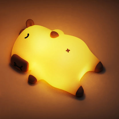 Sleeping Capybara Breathing Squishy Silicone Companion Sound LED Night Light Perfect Gift