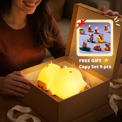 Breathing Capybara Sleeping Squishy Silicone Companion Sound LED Night Light Perfect Gift