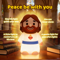 Huggwaii Jesus Peaceful Spiritual Silicone Squishy Night Light Prayer Corner Holy Figure Lamp for Perfect Gift