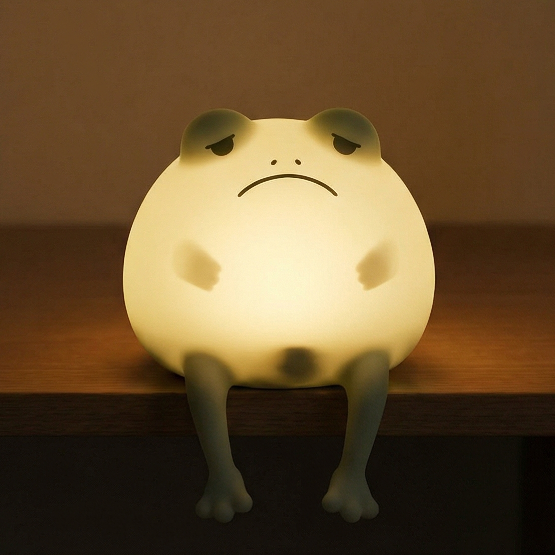 Sad Frog Silicone Squishy Night Light Cute Sitting LED Lamp Perfect Gift